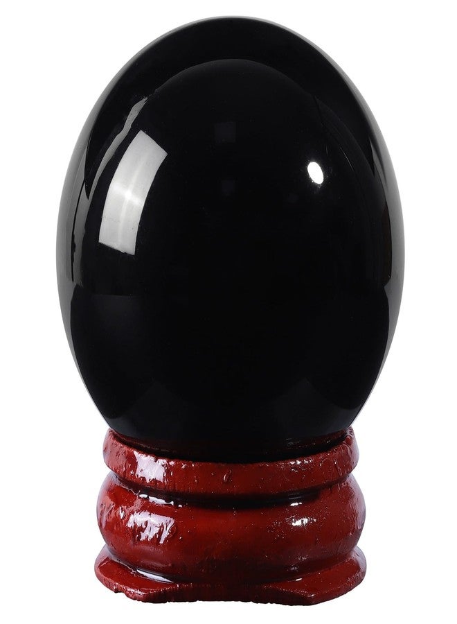 moonsix Black Obsidian Sphere with Wooden Stand Divination Fengshui Crystal Ball for Witchcraft Mediation Home Decoration, 35-40mm - Image 1