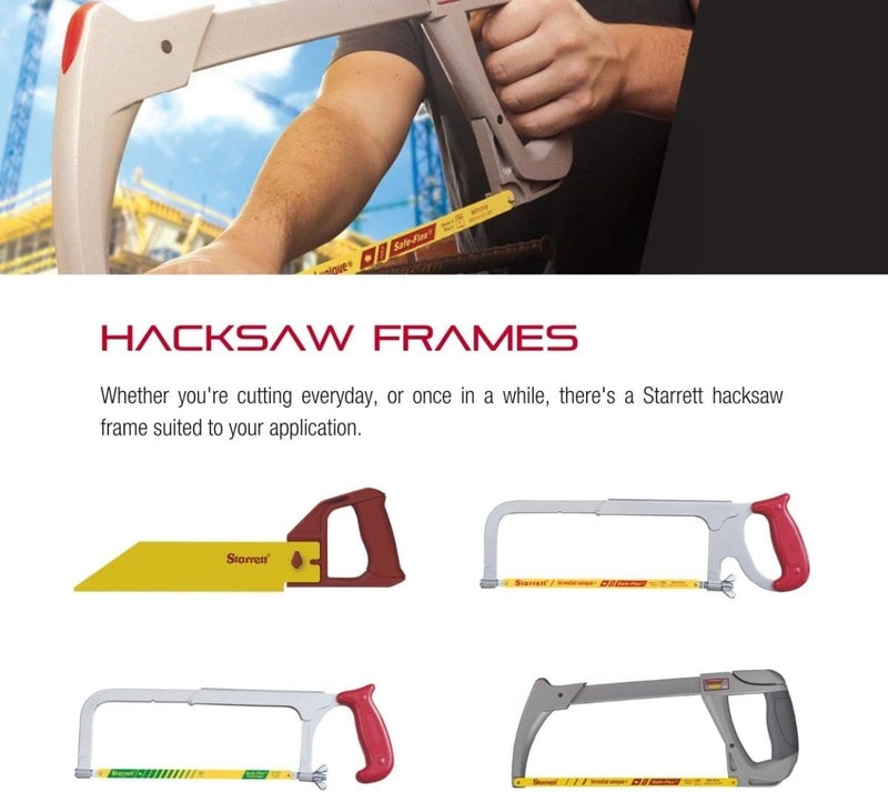 Starrett High Tension Hacksaw Frame with BiMetal Unique HighSpeed Steel SafeFlex Hacksaw Blade 28000 PSI Tension 438 Throat Depth 12 Blade Length K145 - Image 3