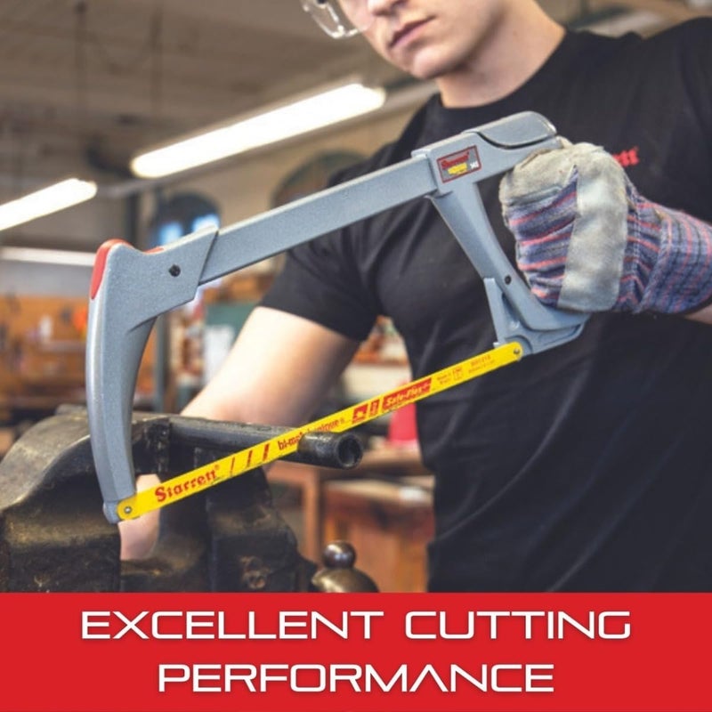 Starrett High Tension Hacksaw Frame with BiMetal Unique HighSpeed Steel SafeFlex Hacksaw Blade 28000 PSI Tension 438 Throat Depth 12 Blade Length K145 - Image 4