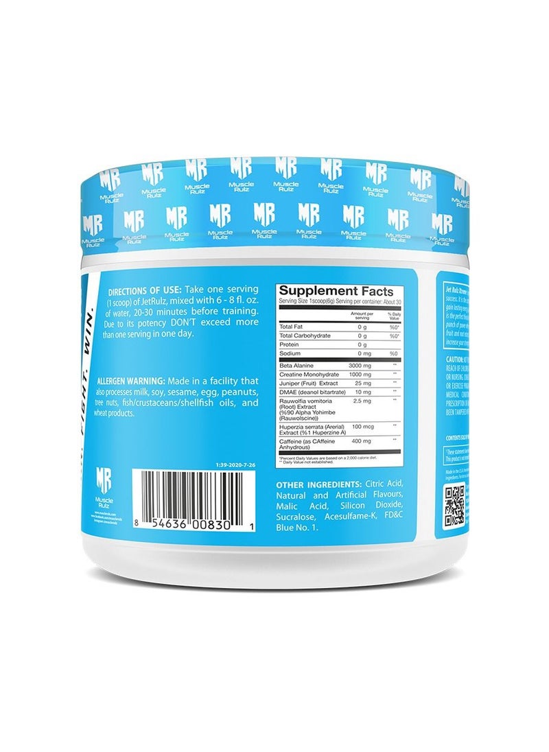 Muscle Rulz - Muscle Rulz JET RULZ Xtreme Pre-Workout Blue Raspberry - Image 1