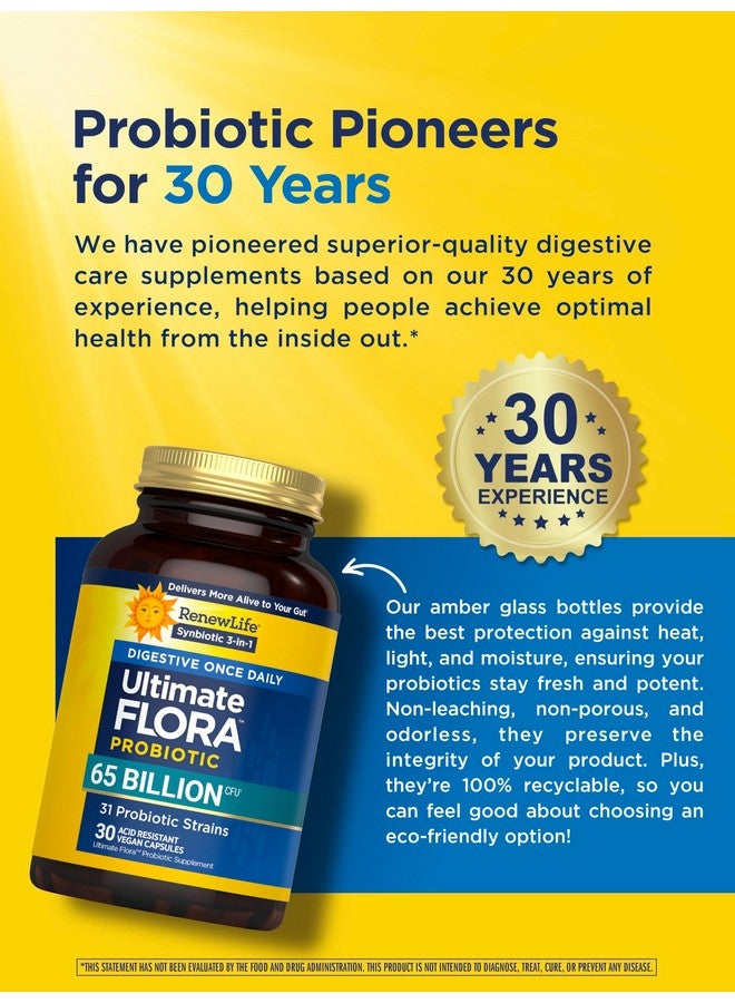 Renew Life Digestive Ultimate Flora Probiotics 65,000,000,000 CFU Delayed Release Vegan Capsules | Once Daily | Digestive Health | Immune Health | Dairy Free | 30 Count - Image 4