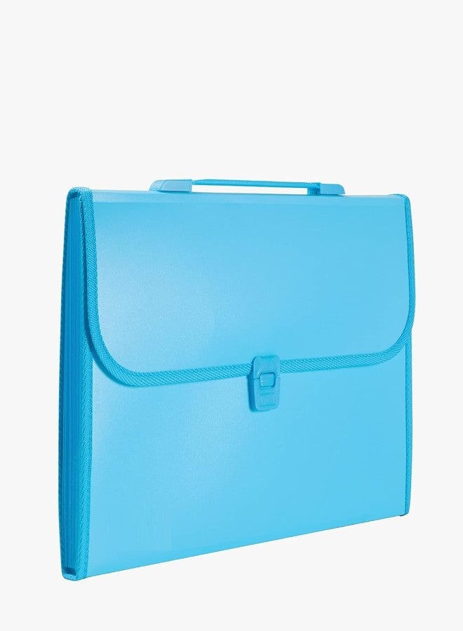 VAVIA Transparent Folder - Expanding Envelope -for A4/FS Size Paper and Documents. Certificate Clear Bag File Folder Holder with Snap Button (Blue) - Image 2