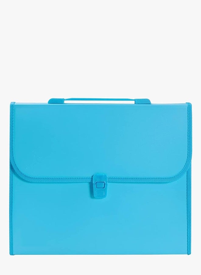 VAVIA Transparent Folder - Expanding Envelope -for A4/FS Size Paper and Documents. Certificate Clear Bag File Folder Holder with Snap Button (Blue) - Image 1
