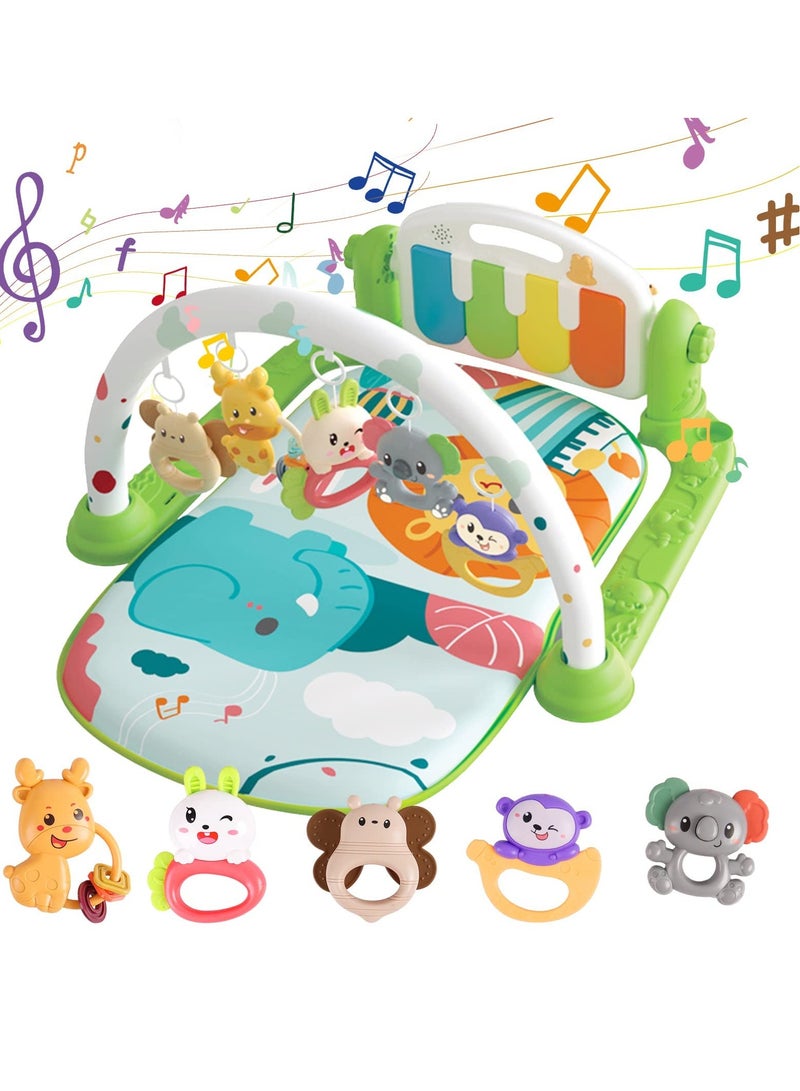 DURKU Play Mats for Baby Gyms, Detachable Infant Gym Pad Baby Kick & Play Piano Mat Kids Tummy Time with Music and Lights - Image 1
