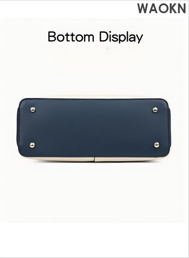 دبليو أيه أو كي أن حقائب كتف فاخرة للأزياء النسائية، حقائب يد نسائية بتصميم مميز بألوان متناقضة، حقيبة يد كبيرة الحجم من جلد البولي يوريثين، حقيبة كتف وحقيبة حمل مناسبة لطالبات الجامعات والمراهقات، للجنسين. - Image 3