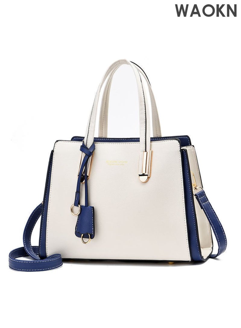 دبليو أيه أو كي أن حقائب كتف فاخرة للأزياء النسائية، حقائب يد نسائية بتصميم مميز بألوان متناقضة، حقيبة يد كبيرة الحجم من جلد البولي يوريثين، حقيبة كتف وحقيبة حمل مناسبة لطالبات الجامعات والمراهقات، للجنسين. - Image 1