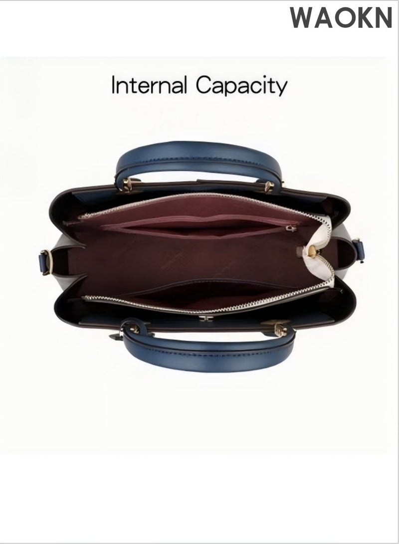 دبليو أيه أو كي أن حقائب كتف فاخرة للأزياء النسائية، حقائب يد نسائية بتصميم مميز بألوان متناقضة، حقيبة يد كبيرة الحجم من جلد البولي يوريثين، حقيبة كتف وحقيبة حمل مناسبة لطالبات الجامعات والمراهقات، للجنسين. - Image 2