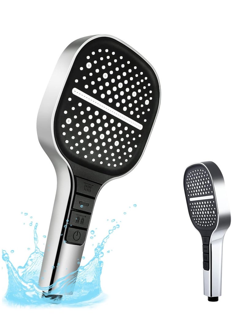 SYOSI Shower Head High Pressure Shower Heads with 8 Spray Modes Universal Water Saving Large Handheld Powerful Square Shower Head Single Hand Adjustable - Image 1