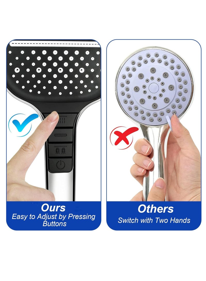 SYOSI Shower Head High Pressure Shower Heads with 8 Spray Modes Universal Water Saving Large Handheld Powerful Square Shower Head Single Hand Adjustable - Image 4