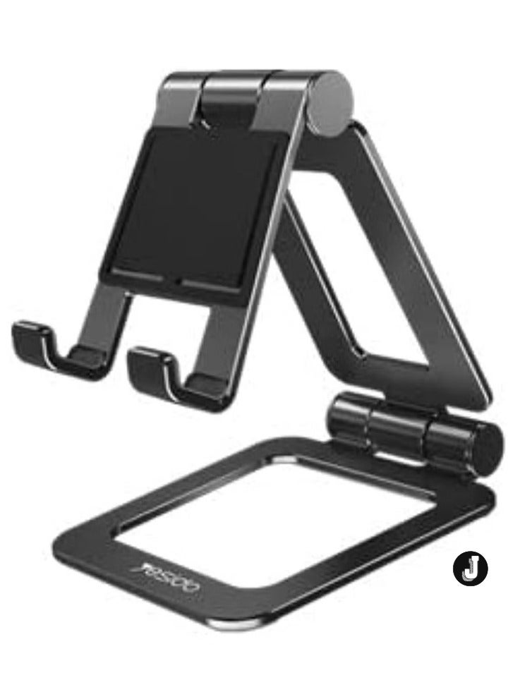 JAJEEK Universal Phone and Tablet Holder - Multi-Angle, Extendable, Foldable, Rotatable Stand for All Phones and Tablets - Compact and Black  - Image 1