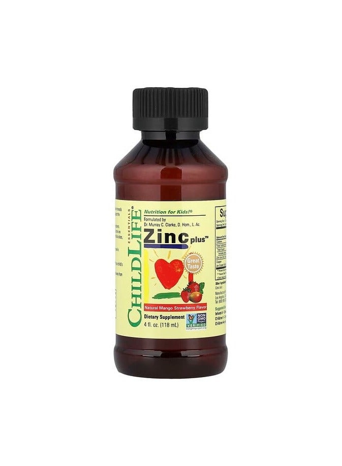 CHILDLIFE ESSENTIALS Essentials Zinc Plus Natural Mango Strawberry 4 fl oz (118 ml) - Image 1