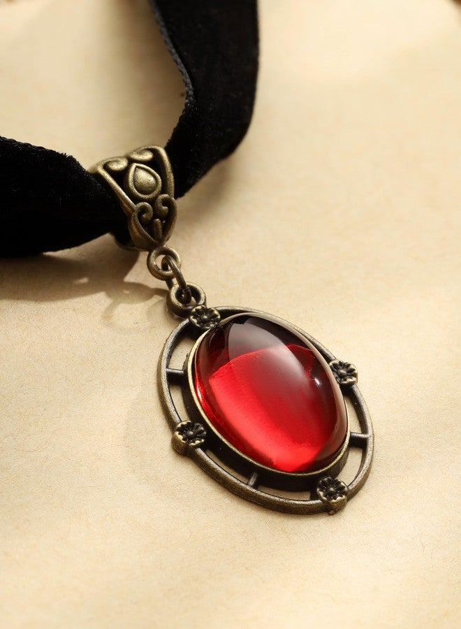 Sacina Red Victorian Velvet Choker, Black Jewelry, Gothic Goth Choker, Vintage Necklace, Halloween Christmas Jewelry Gifts for Women - Image 5
