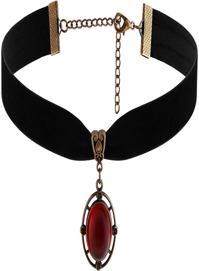 Sacina Red Victorian Velvet Choker, Black Jewelry, Gothic Goth Choker, Vintage Necklace, Halloween Christmas Jewelry Gifts for Women - Image 1
