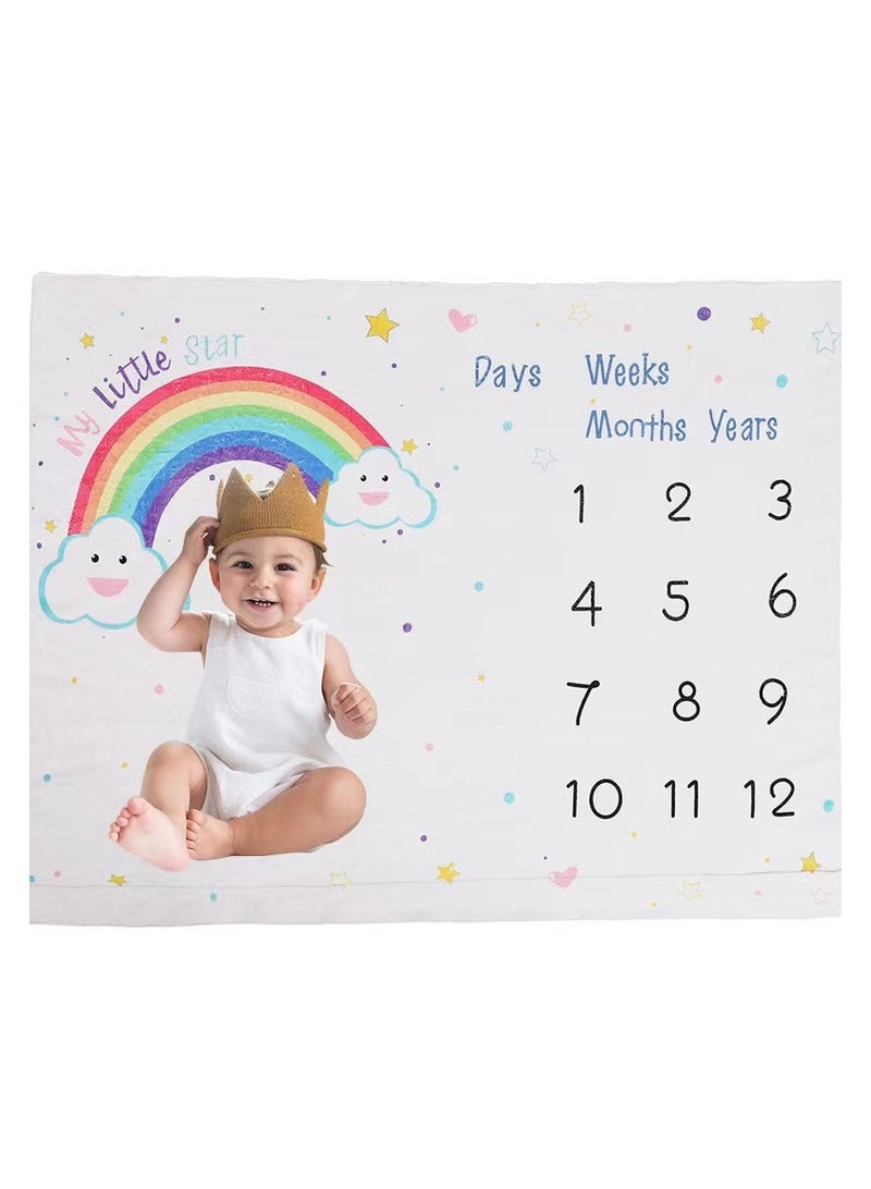 Goolsky Organic Baby Monthly Milestone Blanket for Boy or Girl Back Blanket with Stars, 1-12 Months Milestones - Image 1