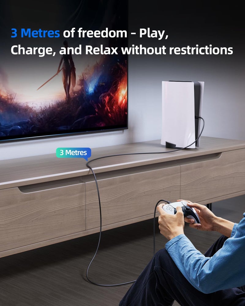 Superer 10 ft USB C Charging Cable Fit for PS5 Controller, PlayStation 5 DualSense, Xbox Series X/S Controllers, Xbox Elite Series 2 (Model 1914 1797), Fast Charger & Data Sync Replacement Cord - Image 5