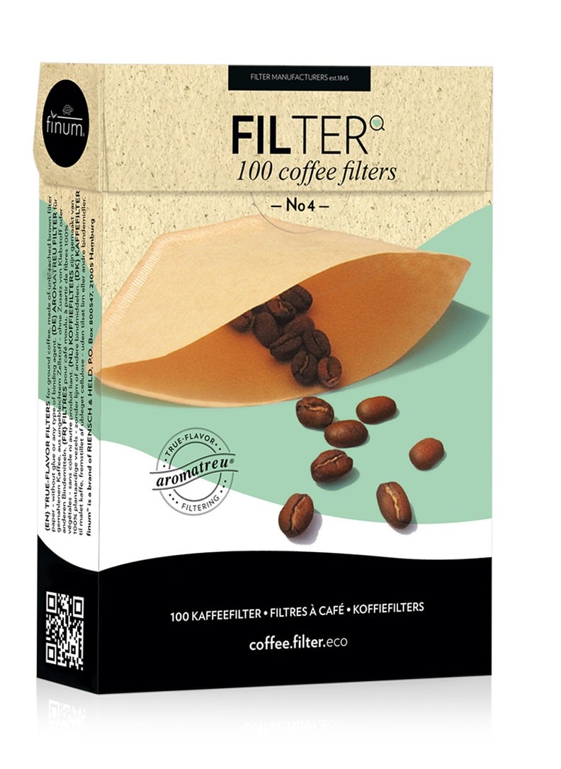 finum Finum 100 Coffee Filters NO.4 Paper- Brown  - Image 1