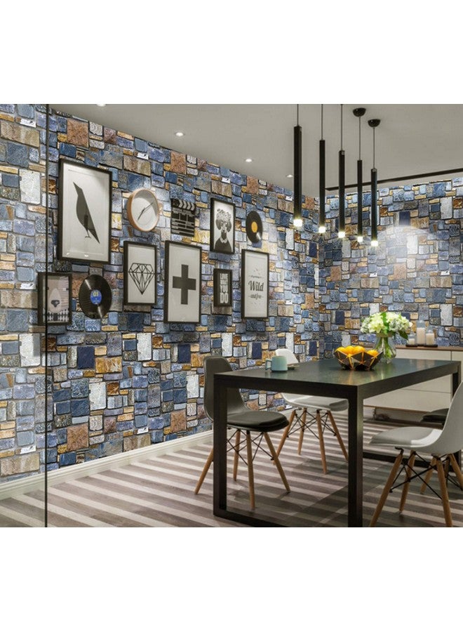 Wolpin Wall Stickers DIY Decals Wallpaper (45 cm x 10 m) 3D Brick Stone Self Adhesive, Multicolor Stone Decorative Wallpaper - Image 5