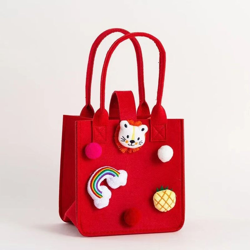 Little Red Riding Book Felt Cartoon Handbag Baby Full Moon Bridesmaid Hand Gift Bag Cute Cloud Net Red Bag Small - Image 2