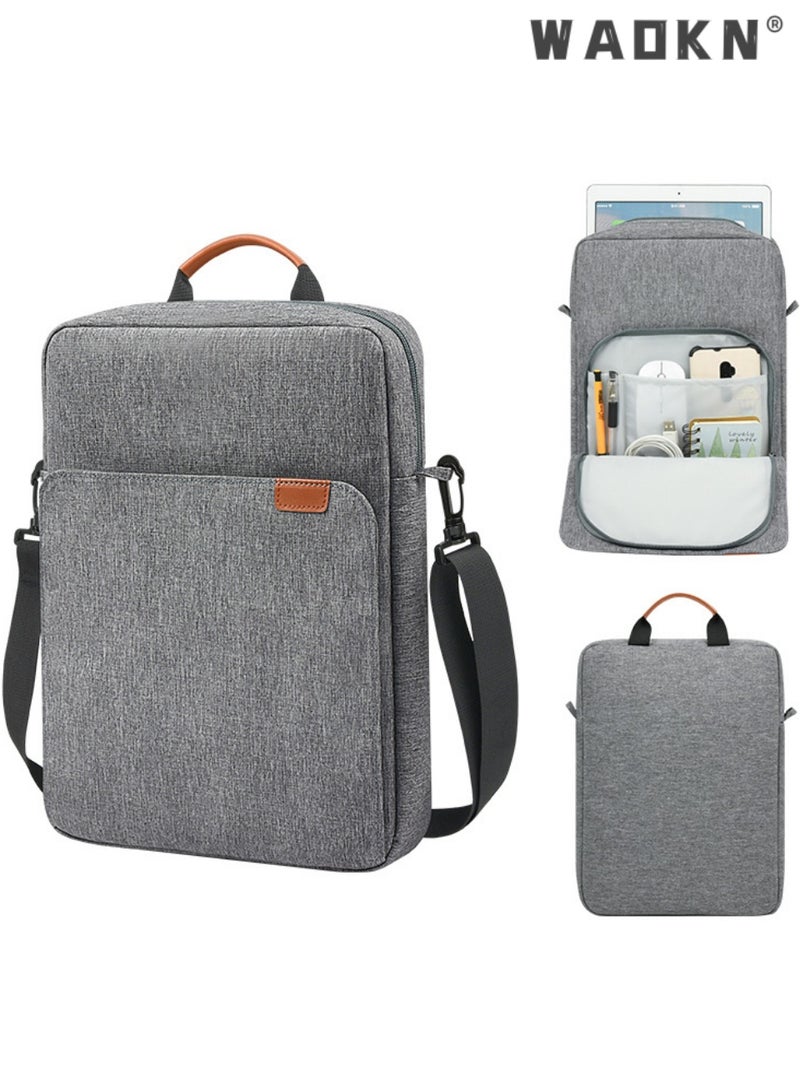 WAOKN 9-13.3 Inch Tablet Sleeve Bag Compatible with iPad Pro 12.9 M2 2022/2021/2020 Surface Laptop Go 12.4" Galaxy Tab S8+/S9+ 12.4" 2022/2023 Handle Carrying Case with Shoulder Strap, Laptop Bag，Tablet Sleeve Bag Compatible with iPad Air 13 inch(M3/M2) 2025/2024 iPad Pro 13 inch 2024, S10+ 12.4 inch 2024/iPad Pro 12.9 M2 2022/2021/2020 Surface Laptop Go 12.4" Galaxy Tab S7+S8+/S9+/S9FE+ 12.4" 2022/2023 Handle Carrying Case with Shoulder Strap,grey - Image 1
