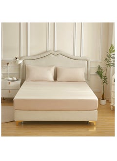 Donetella Bedding Fitted Sheet Set 3-Pcs King Size Solid Soft & Silky Extra Deep Cooling Bed Sheet Brushed MIcrofiber , French Oak  - Image 1