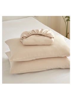 Donetella Bedding Fitted Sheet Set 3-Pcs King Size Solid Soft & Silky Extra Deep Cooling Bed Sheet Brushed MIcrofiber , French Oak  - Image 4