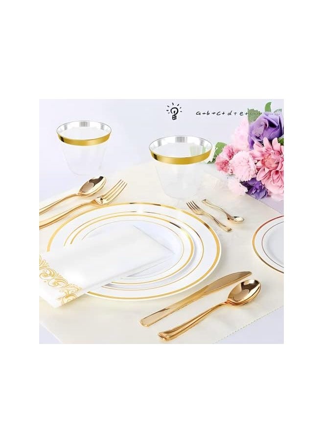Beauenty - 100 Gold Plastic Cups 9 Oz Clear Plastic Cups,Disposable Wedding Cups Elegant Party Cups With Gold Rim,Gold Rimmed Cups Fancy Party Cups，Reusable Plastic Cups - Image 1