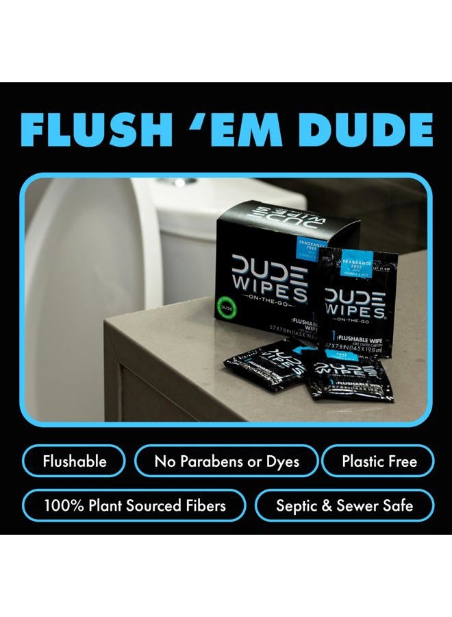 Dude DUDE Wipes - On-The-Go Flushable Wipes - 2 Pack, 60 Wipes - Unscented Extra-Large Individually Wrapped Adult Wet Wipes - Vitamin E & Aloe - Septic and Sewer Safe - Image 3