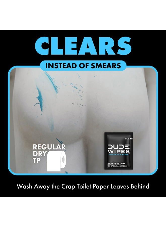 Dude DUDE Wipes - On-The-Go Flushable Wipes - 2 Pack, 60 Wipes - Unscented Extra-Large Individually Wrapped Adult Wet Wipes - Vitamin E & Aloe - Septic and Sewer Safe - Image 2