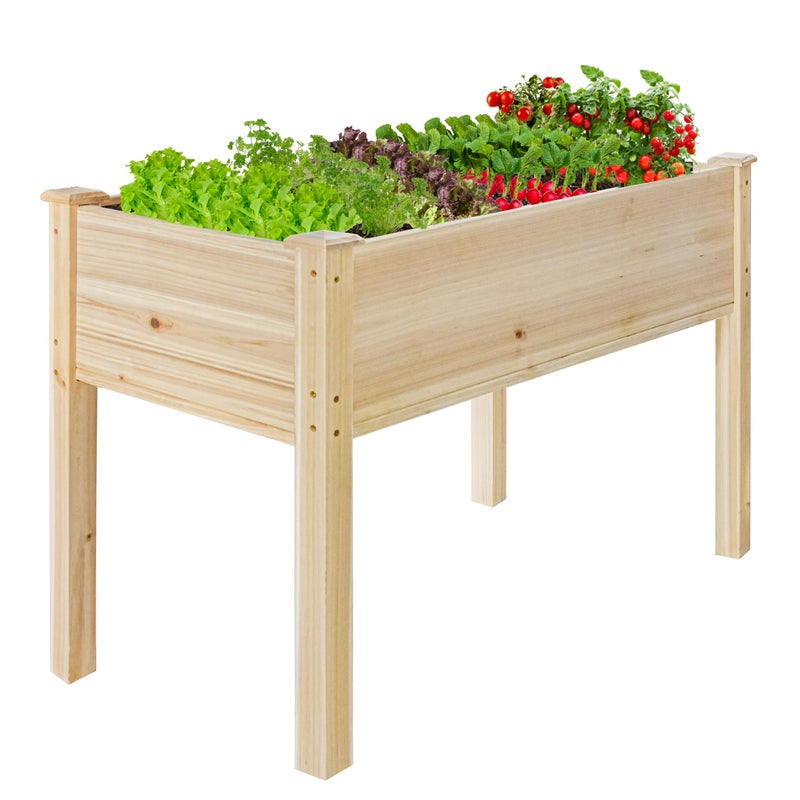 LZRS Raised Garden Bed Outdoor Planter Box with Legs for Herbs Vegetables Flowers Great for Outdoor Patio Yard and Deck 220lb Capacity Natural