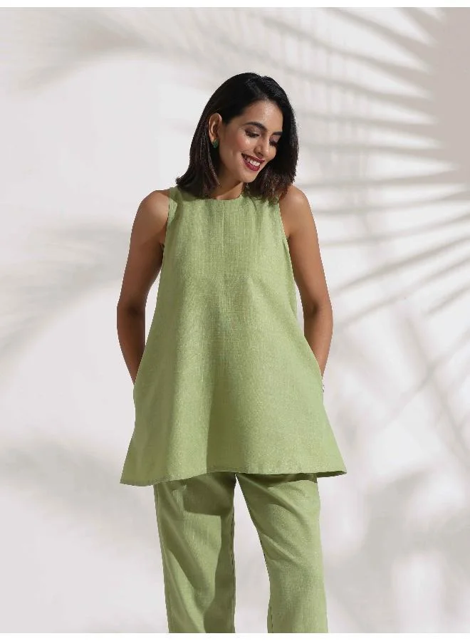 trueBrowns Green Slub Co-ord Set