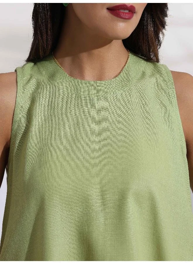trueBrowns Green Slub Co-ord Set