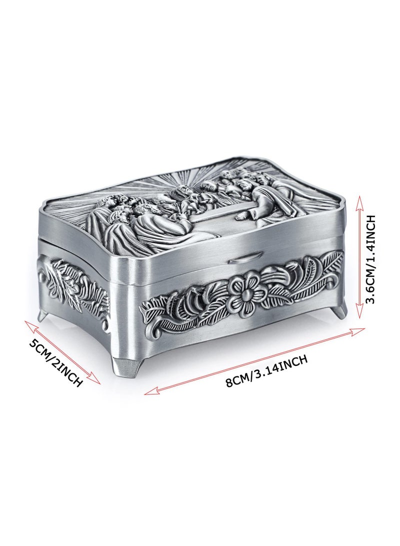 SYOSI Trinket Storage Box Antique Jewellery Storage Case Metal Small Storage Box for Ring Necklaces Earrings Little Trinket Keepsake Display Organizer - Image 2