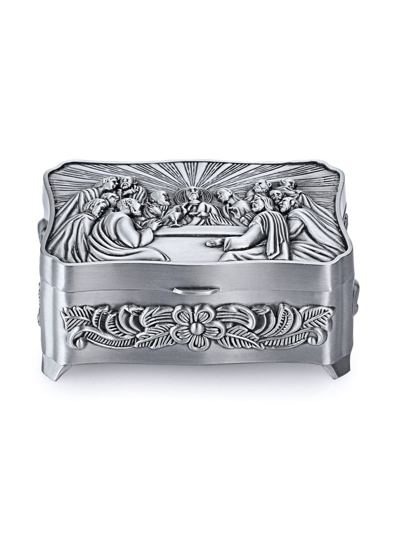SYOSI Trinket Storage Box Antique Jewellery Storage Case Metal Small Storage Box for Ring Necklaces Earrings Little Trinket Keepsake Display Organizer - Image 1