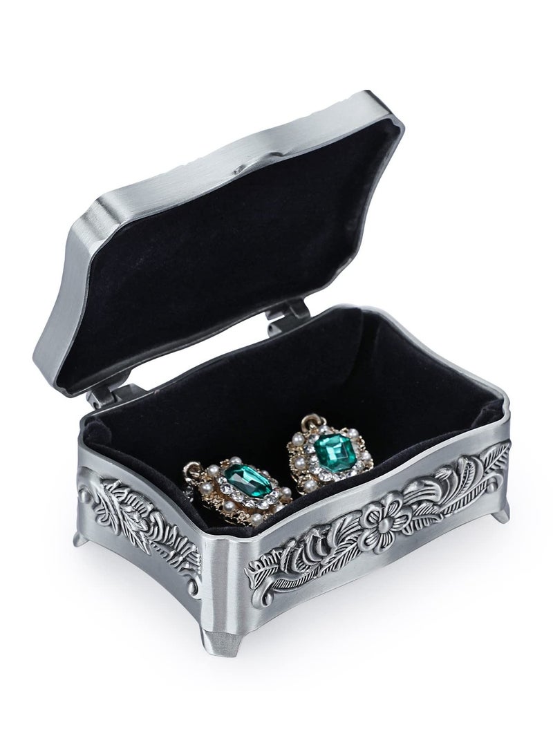 SYOSI Trinket Storage Box Antique Jewellery Storage Case Metal Small Storage Box for Ring Necklaces Earrings Little Trinket Keepsake Display Organizer - Image 3