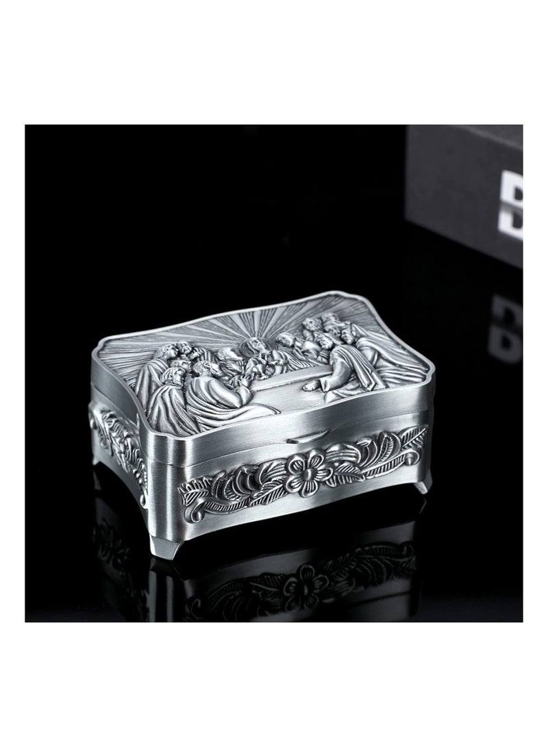 SYOSI Trinket Storage Box Antique Jewellery Storage Case Metal Small Storage Box for Ring Necklaces Earrings Little Trinket Keepsake Display Organizer - Image 5