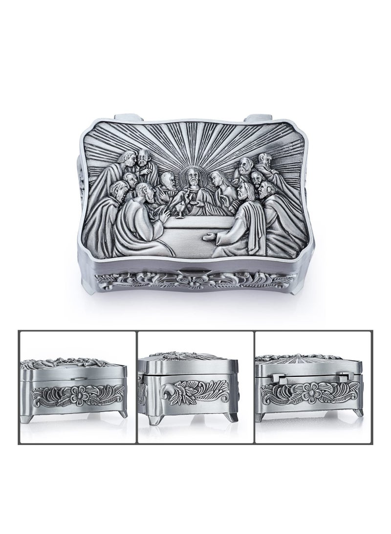 SYOSI Trinket Storage Box Antique Jewellery Storage Case Metal Small Storage Box for Ring Necklaces Earrings Little Trinket Keepsake Display Organizer - Image 4