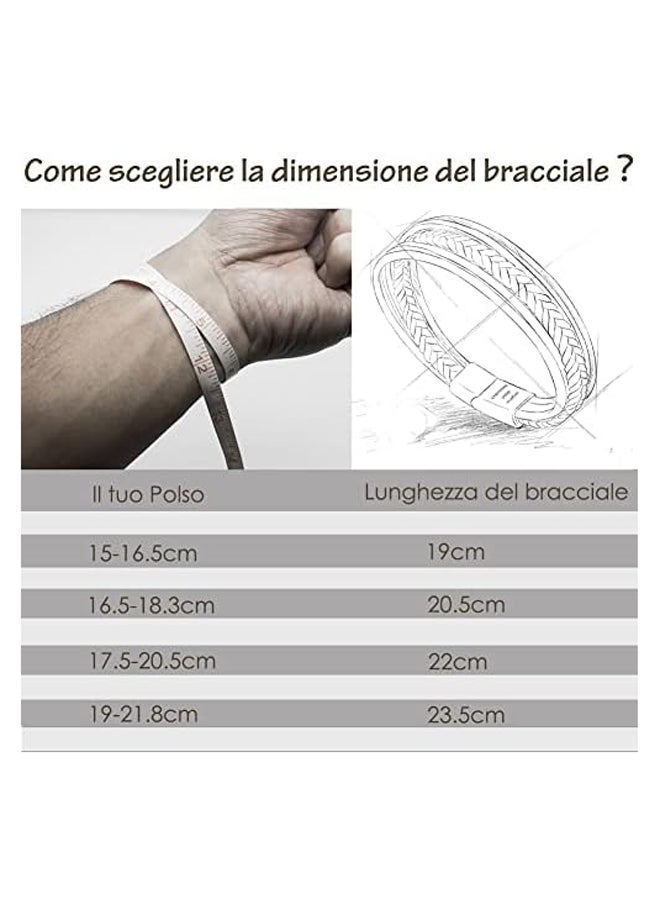 Generic Murtoo Men's Bracelet Natural Leather and Stone with Magnetic Closure Stainless Steel Bracelet Gift Box  - Image 3