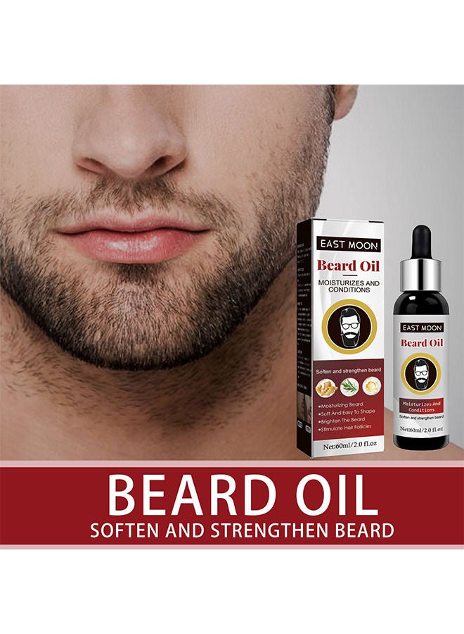 East Moon 60ml Beard Oil, 100% Natural Conditioner And Softener For Men Hydrates And Moisturizes For Beard Growth Treats Dry Itchy Beards - Image 3