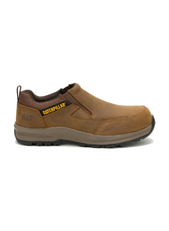 CATERPILLAR CAT Elmore Leather Slip‑On CT – Dark Beige | Men’s Composite Toe Work Shoe - Image 1