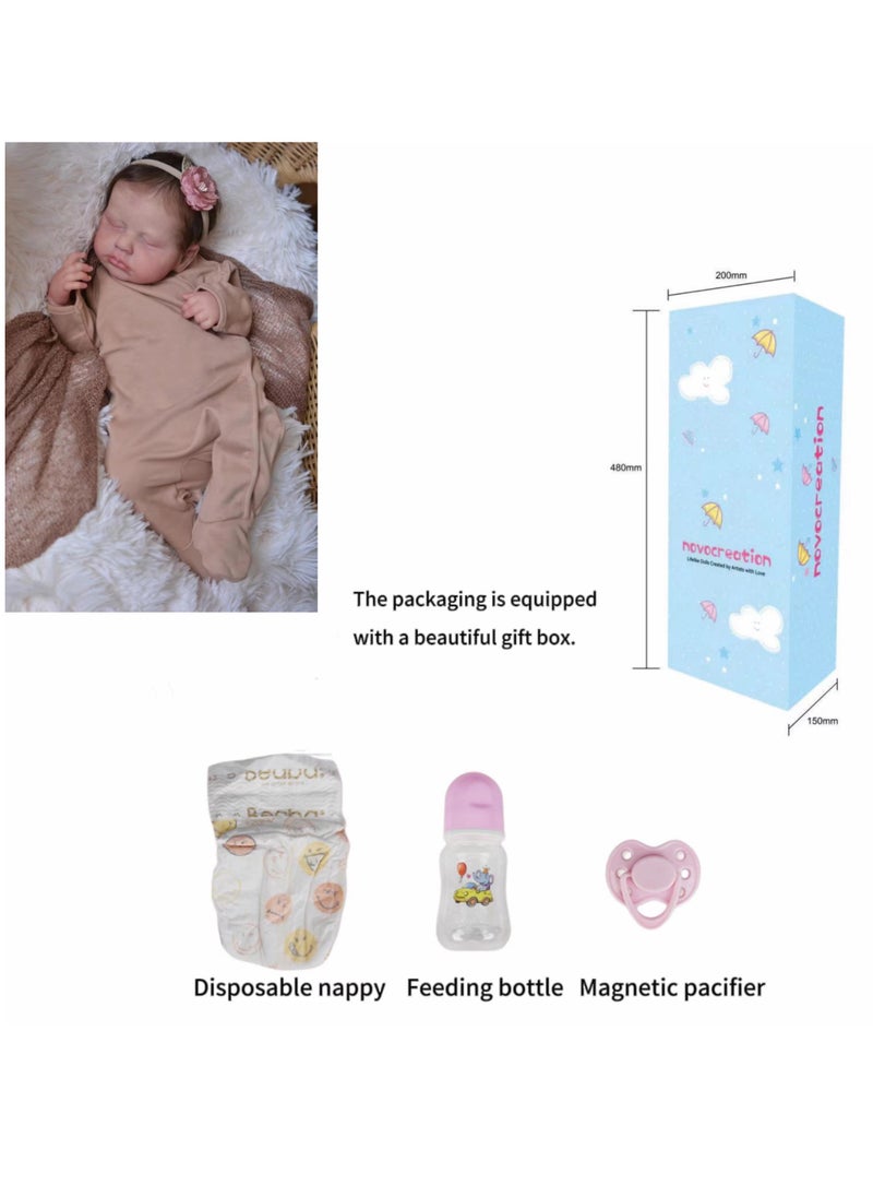 NPK - Reborn Baby Dolls 19 Inch Girl Full Silicone Vinyl Body Realistic Newborn Baby Dolls Premie Baby Doll Toy - Image 1