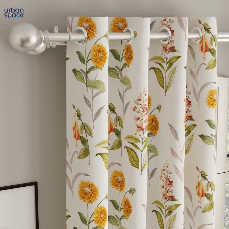 Urban Space Urban Space Blackout Opaque Curtains 5 Ft Set Of 2 For WindowDigital Printed Curtains With Eyelets8085 Room Darkening Curtains For Living RoomTieback Included Cone Flower Yellow5 Ft Length - Image 2