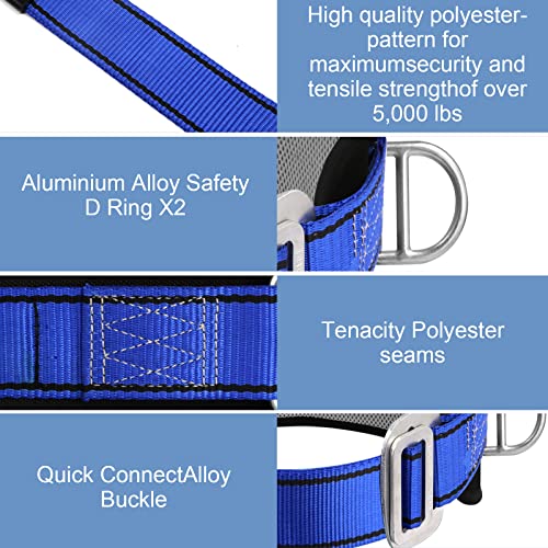 TT TRSMIMA Trsmima Safety Climbing Harness Belt - Positioning Climbing Belt with Waist Pad and 2 D Rings, Personal Portable Safety Belt Kit Protective Equipment - Image 3