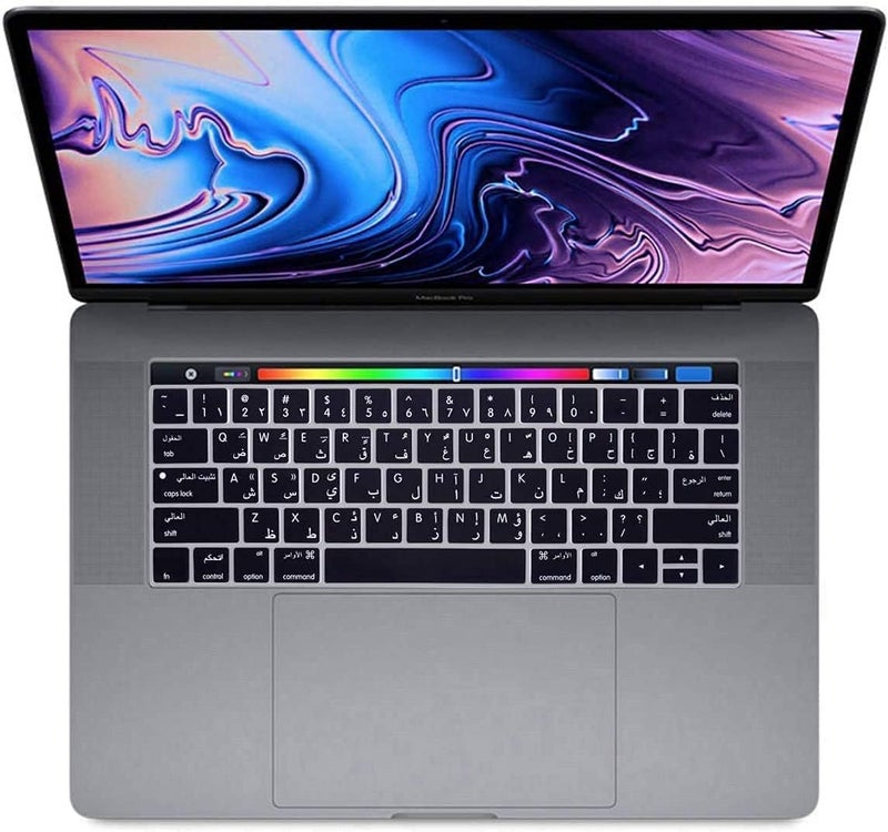 eWINNER غطاء حماية لوحة المفاتيح السيليكوني فائق الرقة من eWINNER باللغة العربية لأجهزة Apple MacBook Pro المزودة بشريط اللمس مقاس 13 و15 بوصة (الموديلات A1706/A1707/A1989/A1990/A2159) (إصدار 2016 2017 2018 2019 بتخطيط لوحة مفاتيح أمريكي) - Image 2