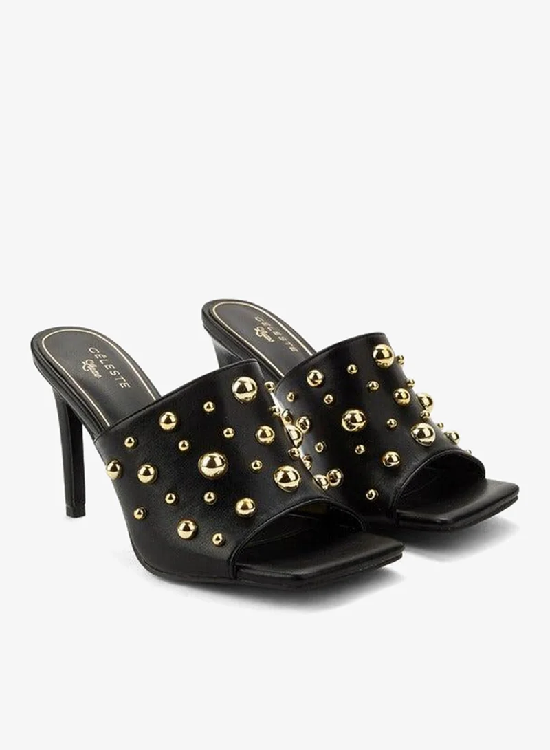Celeste Black Women Studded Stiletto Heel Sandals for Women | Best Price UAE