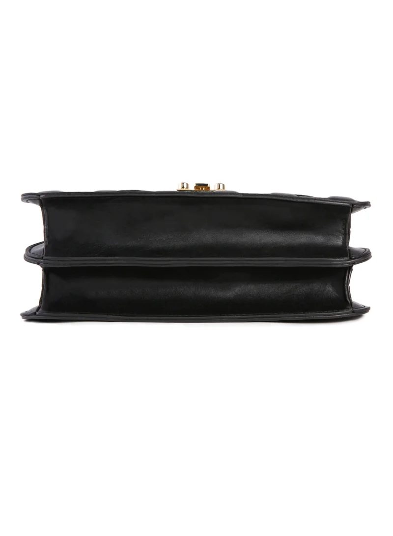 London Rag Black Quilted Faux Leather Sling Bag