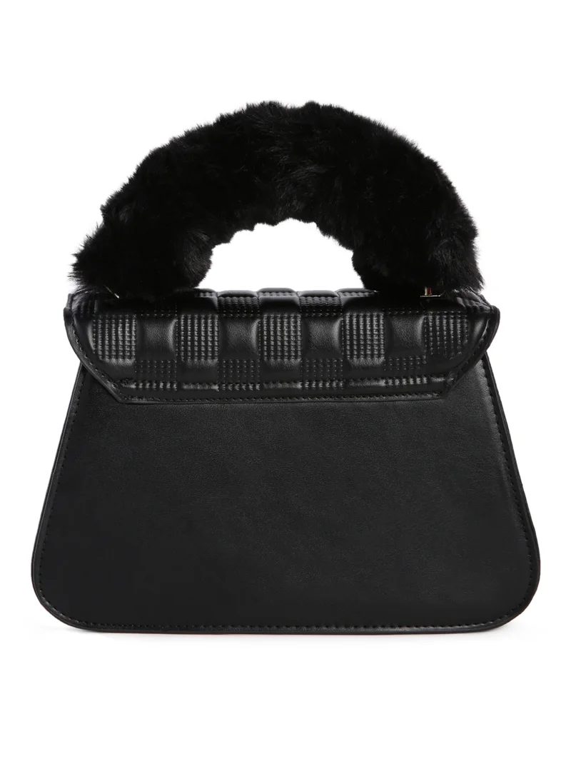 London Rag Black Quilted Faux Leather Sling Bag