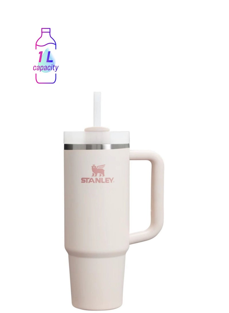 Stanley 40oz Stanley Quencher H20 Flowstate Stainless Steel Vacuum Insulated Tumbler with Lid and Straw for Water, Iced Tea or Coffee, Smoothie and More, Cream (Rose Quartz - Image 2