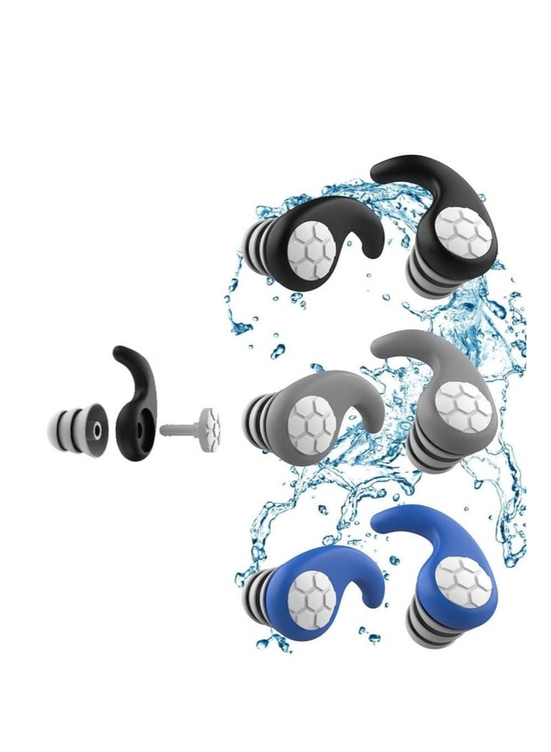 Generic Waterproof Reusable Swimming Ear Plugs for Adults and Children, Ear Protection for Surfing, Shower, Diving, Swimming Accessories (3 pairs of S size)  - Image 1