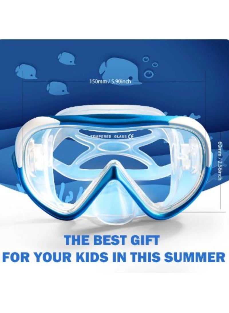 AROAQ EXP Children's Vision Snorkel Diving Mask, 180 ° Panoramic Swim Mask Anti-fog Tempered Glass Lens Swimming Goggles with Nose Cover - Image 2