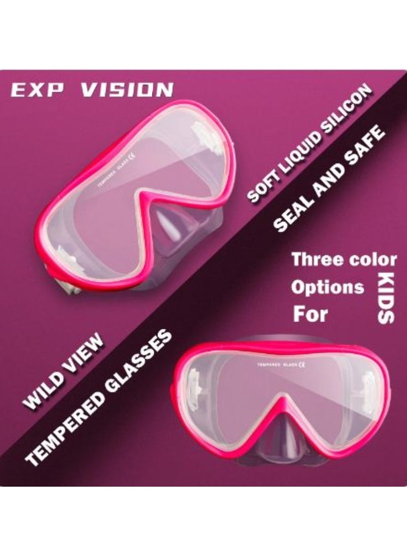 AROAQ EXP Children's Vision Snorkel Diving Mask, 180 ° Panoramic Swim Mask Anti-fog Tempered Glass Lens Swimming Goggles with Nose Cover - Image 3